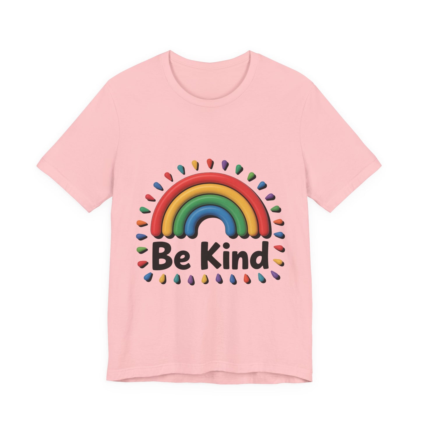 Be Kind Rainbow Tee - Unisex Jersey Short Sleeve T-Shirt, Casual Wear, Gifts for Friends, Positive Vibes, Everyday Apparel, Rainbow Shirt