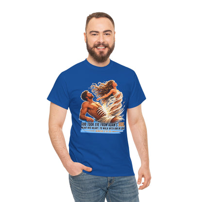 Biblical Adam & Eve Graphic Tee — "God Took Eve From Adam’s Side" Inspirational Christian T-Shirt
