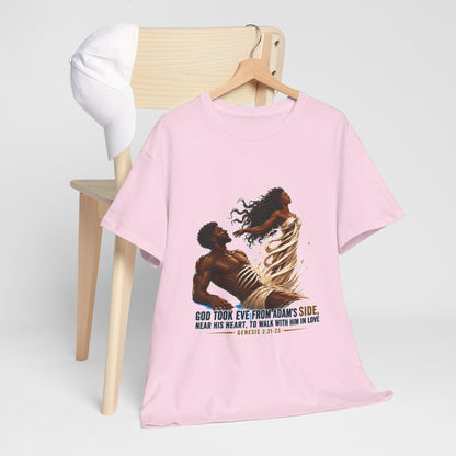 Christian Faith T-Shirt – 'God Took Eve From Adam's Side' Biblical Couple Tee