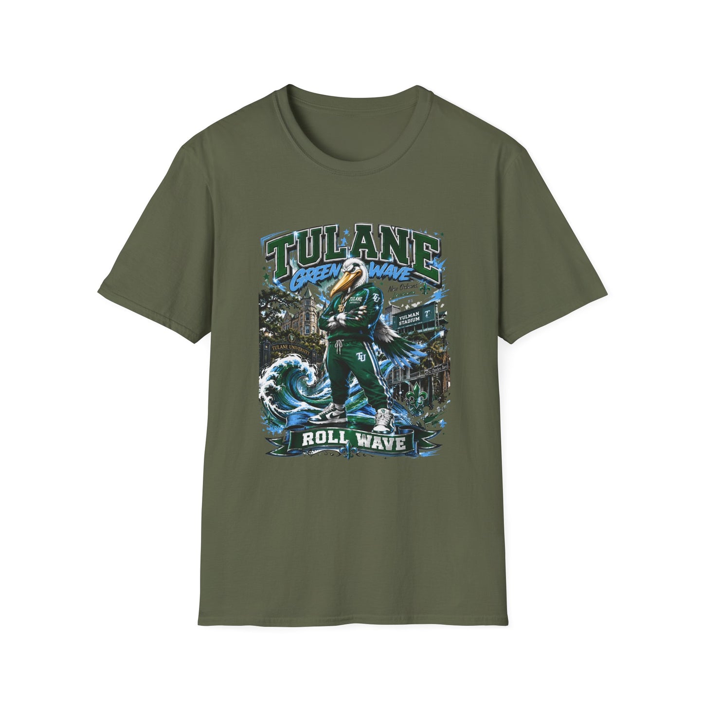 Tulane Green Wave T-Shirt – Collegiate Mascot 'Roll Wave' Fan Tee
