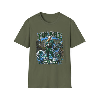 Tulane Green Wave T-Shirt – Collegiate Mascot 'Roll Wave' Fan Tee