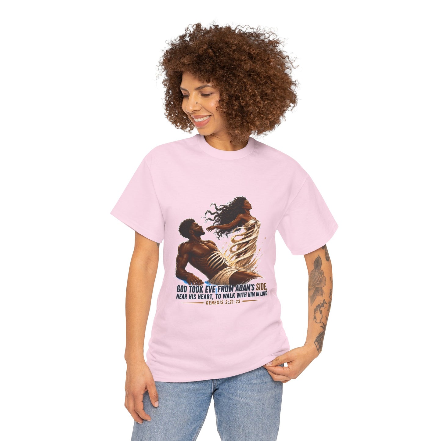 Christian Faith T-Shirt – 'God Took Eve From Adam's Side' Biblical Couple Tee