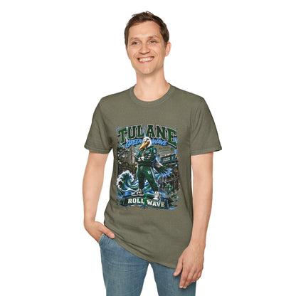 Tulane Green Wave T-Shirt – Collegiate Mascot 'Roll Wave' Fan Tee