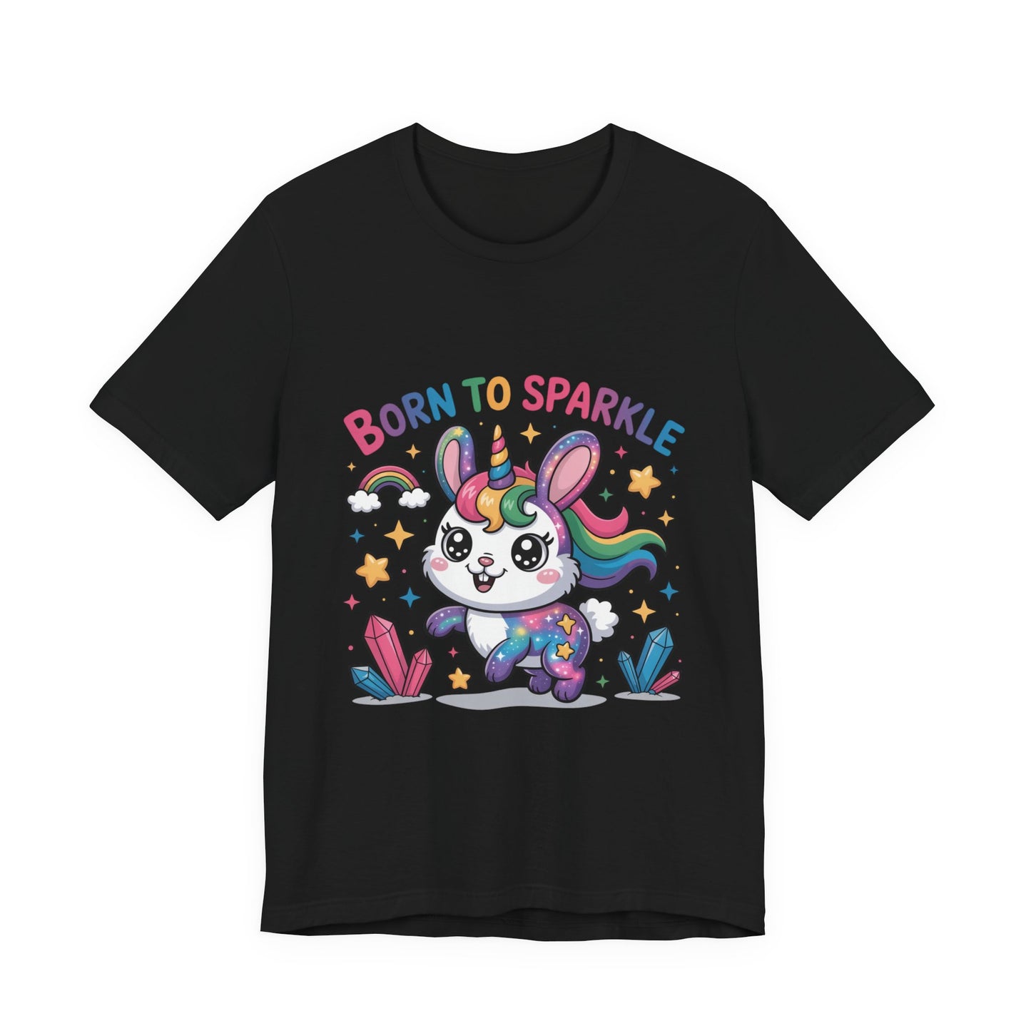Born to Sparkle Bunny Tee, Cute Animal T-Shirt, Unisex Fun Shirt, Rainbow Graphic Tee, Kids & Adults Gift, Birthday Party Outfit