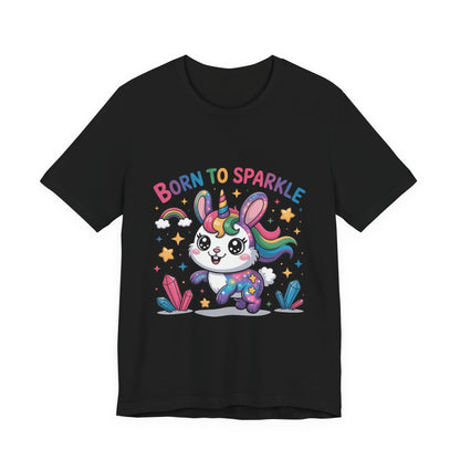 Born to Sparkle Bunny Tee, Cute Animal T-Shirt, Unisex Fun Shirt, Rainbow Graphic Tee, Kids & Adults Gift, Birthday Party Outfit