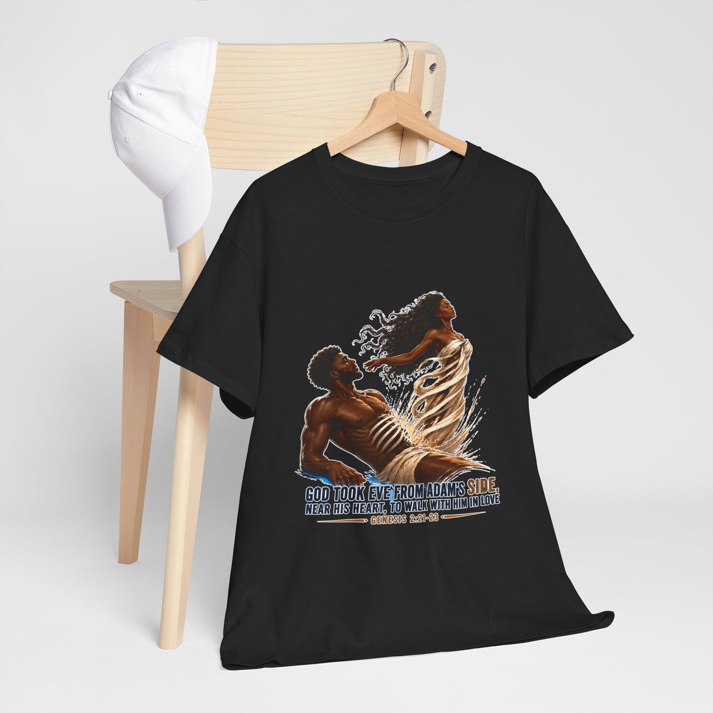 Christian Faith T-Shirt – 'God Took Eve From Adam's Side' Biblical Couple Tee