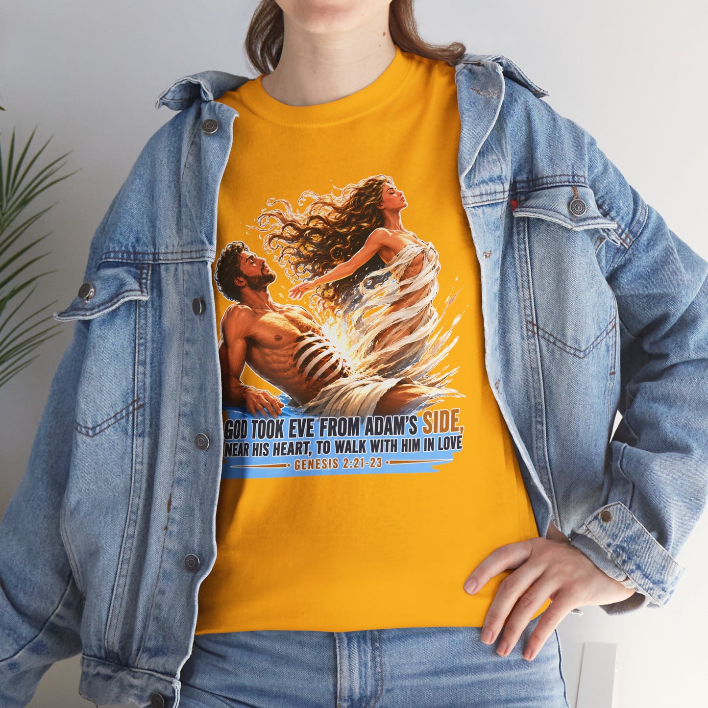 Biblical Adam & Eve Graphic Tee — "God Took Eve From Adam’s Side" Inspirational Christian T-Shirt