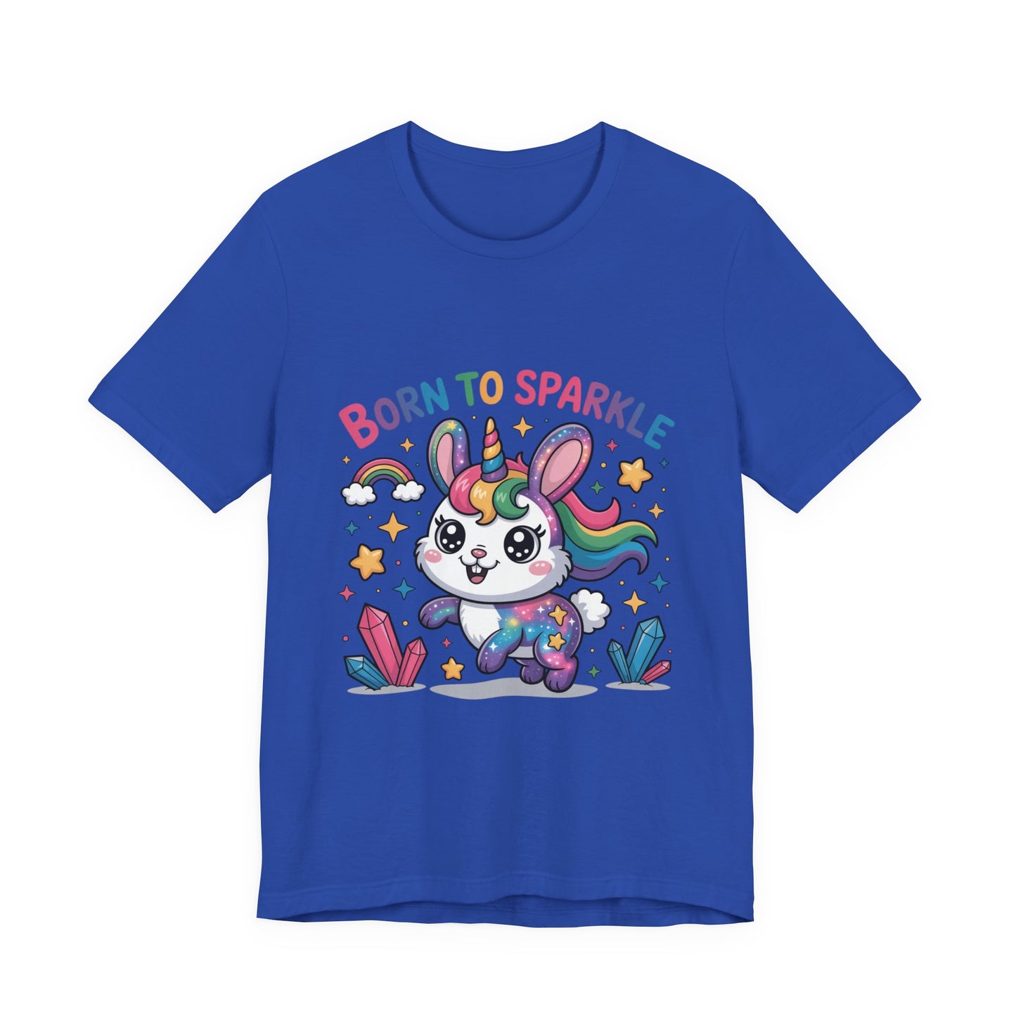 Born to Sparkle Bunny Tee, Cute Animal T-Shirt, Unisex Fun Shirt, Rainbow Graphic Tee, Kids & Adults Gift, Birthday Party Outfit