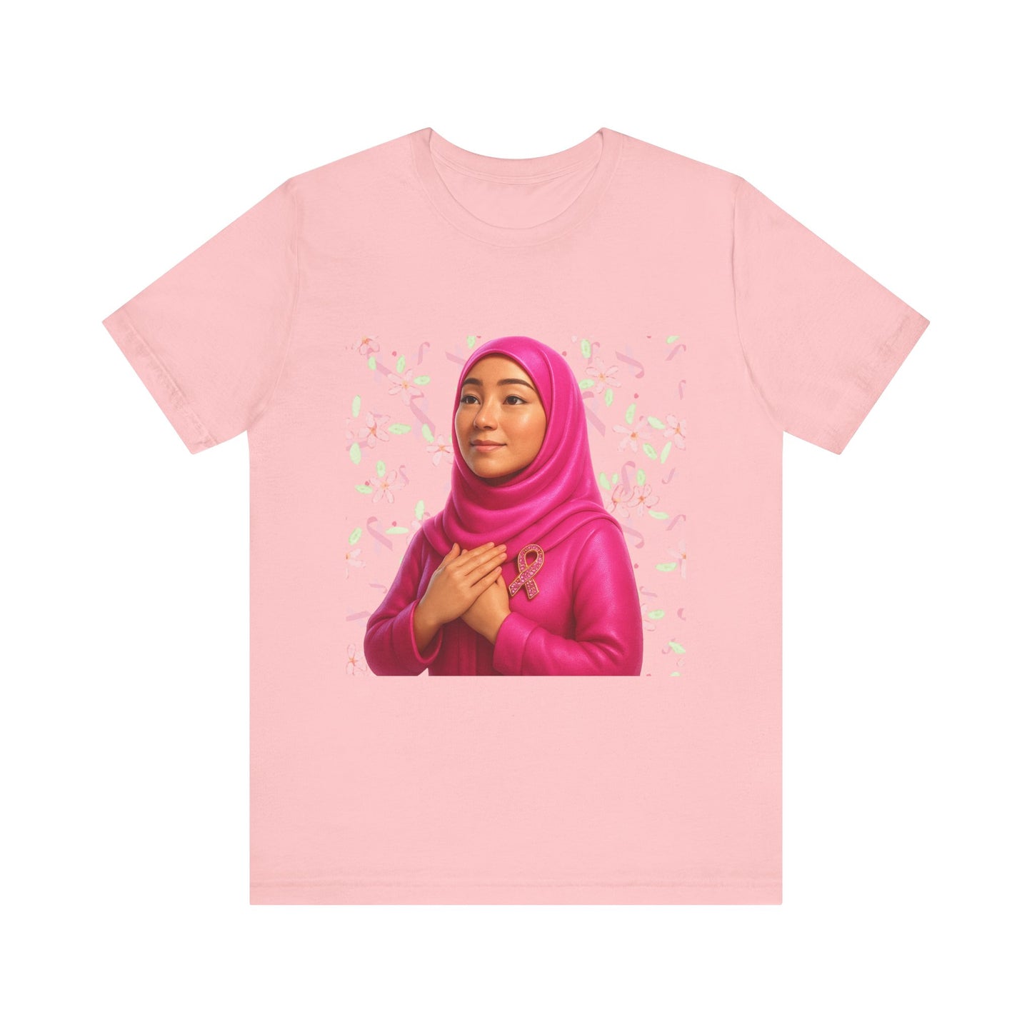 Inspirational Pink Hijab Tee, Breast Cancer Awareness Shirt, Faith & Hope Unisex T-Shirt, Modest Fashion Top, Gift for Her
