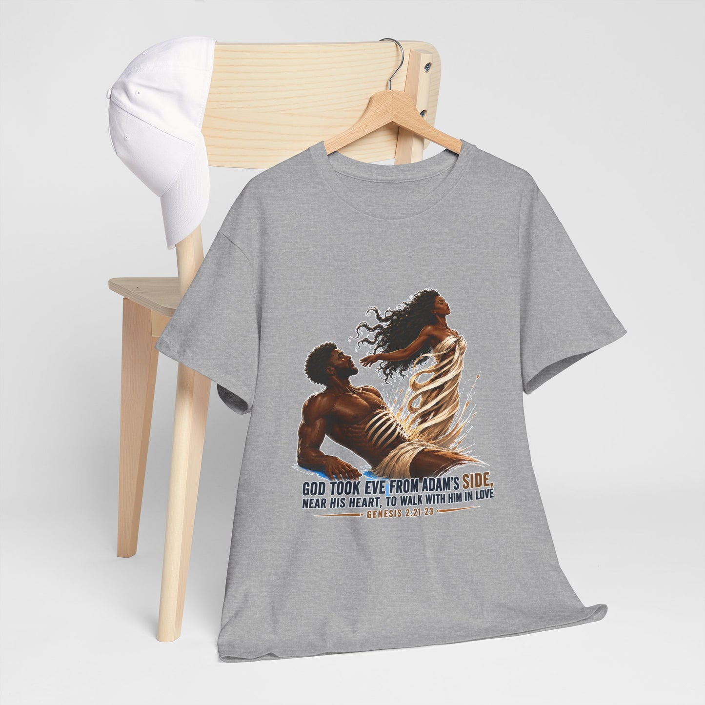 Christian Faith T-Shirt – 'God Took Eve From Adam's Side' Biblical Couple Tee