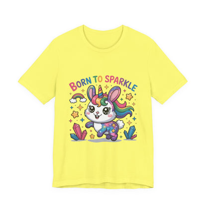 Born to Sparkle Bunny Tee, Cute Animal T-Shirt, Unisex Fun Shirt, Rainbow Graphic Tee, Kids & Adults Gift, Birthday Party Outfit