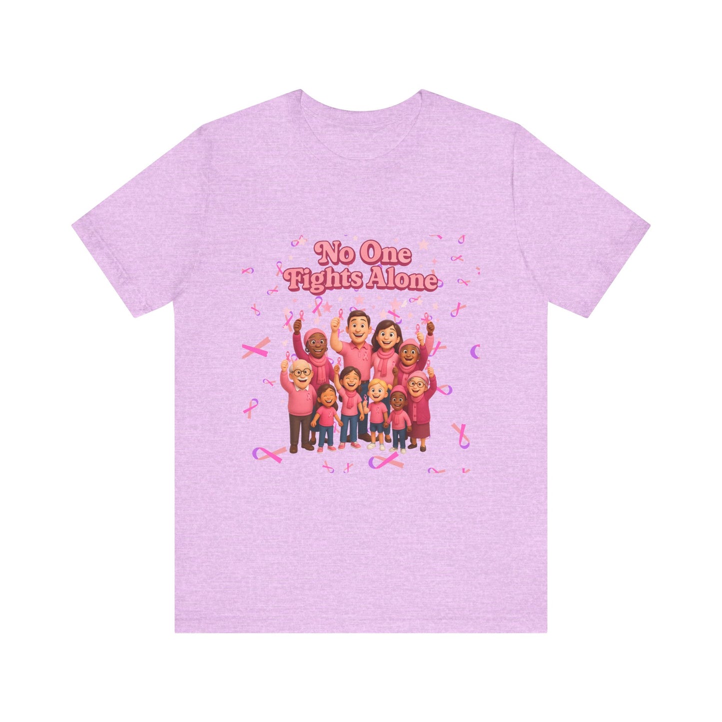 Unisex Supportive Awareness Tee - No One Fights Alone, Gift for Cancer Awareness, Inspirational T-Shirt, Fundraising Event Shirt, Pink [...]