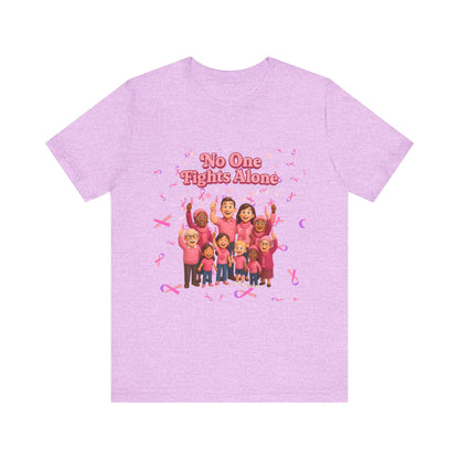 Unisex Supportive Awareness Tee - No One Fights Alone, Gift for Cancer Awareness, Inspirational T-Shirt, Fundraising Event Shirt, Pink [...]