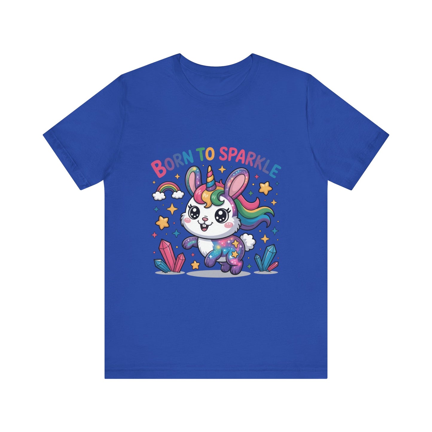 Born to Sparkle Bunny Tee, Cute Animal T-Shirt, Unisex Fun Shirt, Rainbow Graphic Tee, Kids & Adults Gift, Birthday Party Outfit