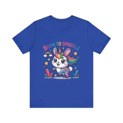 Born to Sparkle Bunny Tee, Cute Animal T-Shirt, Unisex Fun Shirt, Rainbow Graphic Tee, Kids & Adults Gift, Birthday Party Outfit