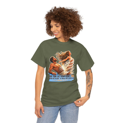 Biblical Adam & Eve Graphic Tee — "God Took Eve From Adam’s Side" Inspirational Christian T-Shirt