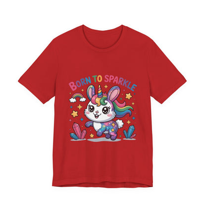 Born to Sparkle Bunny Tee, Cute Animal T-Shirt, Unisex Fun Shirt, Rainbow Graphic Tee, Kids & Adults Gift, Birthday Party Outfit
