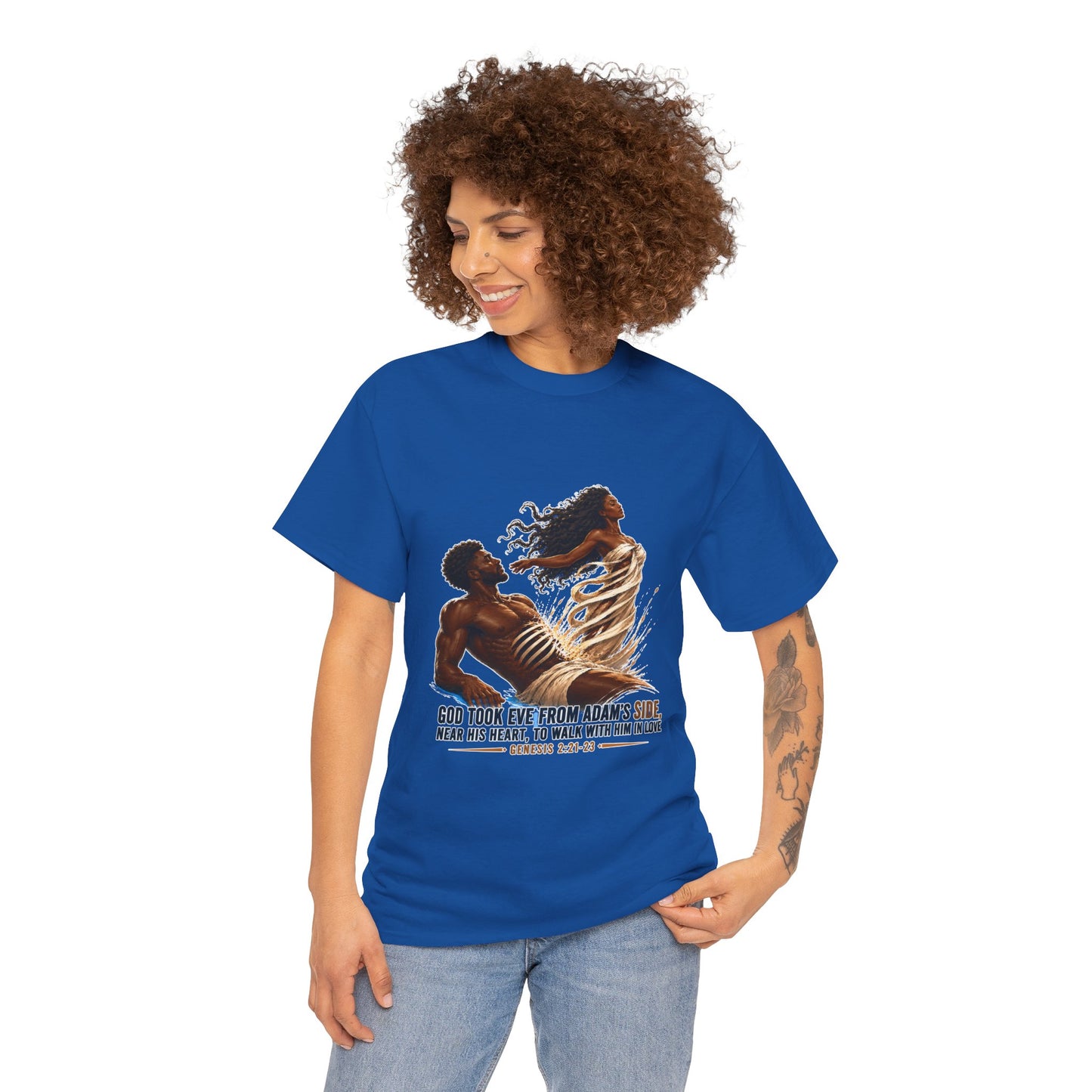 Christian Faith T-Shirt – 'God Took Eve From Adam's Side' Biblical Couple Tee