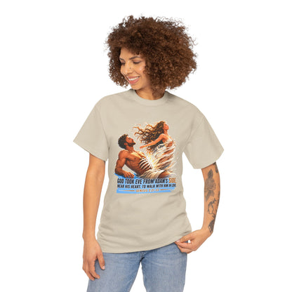 Biblical Adam & Eve Graphic Tee — "God Took Eve From Adam’s Side" Inspirational Christian T-Shirt