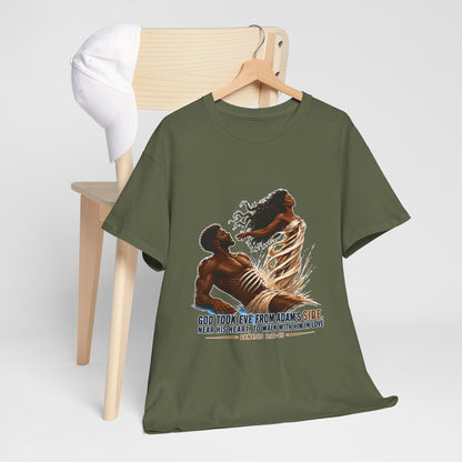 Christian Faith T-Shirt – 'God Took Eve From Adam's Side' Biblical Couple Tee