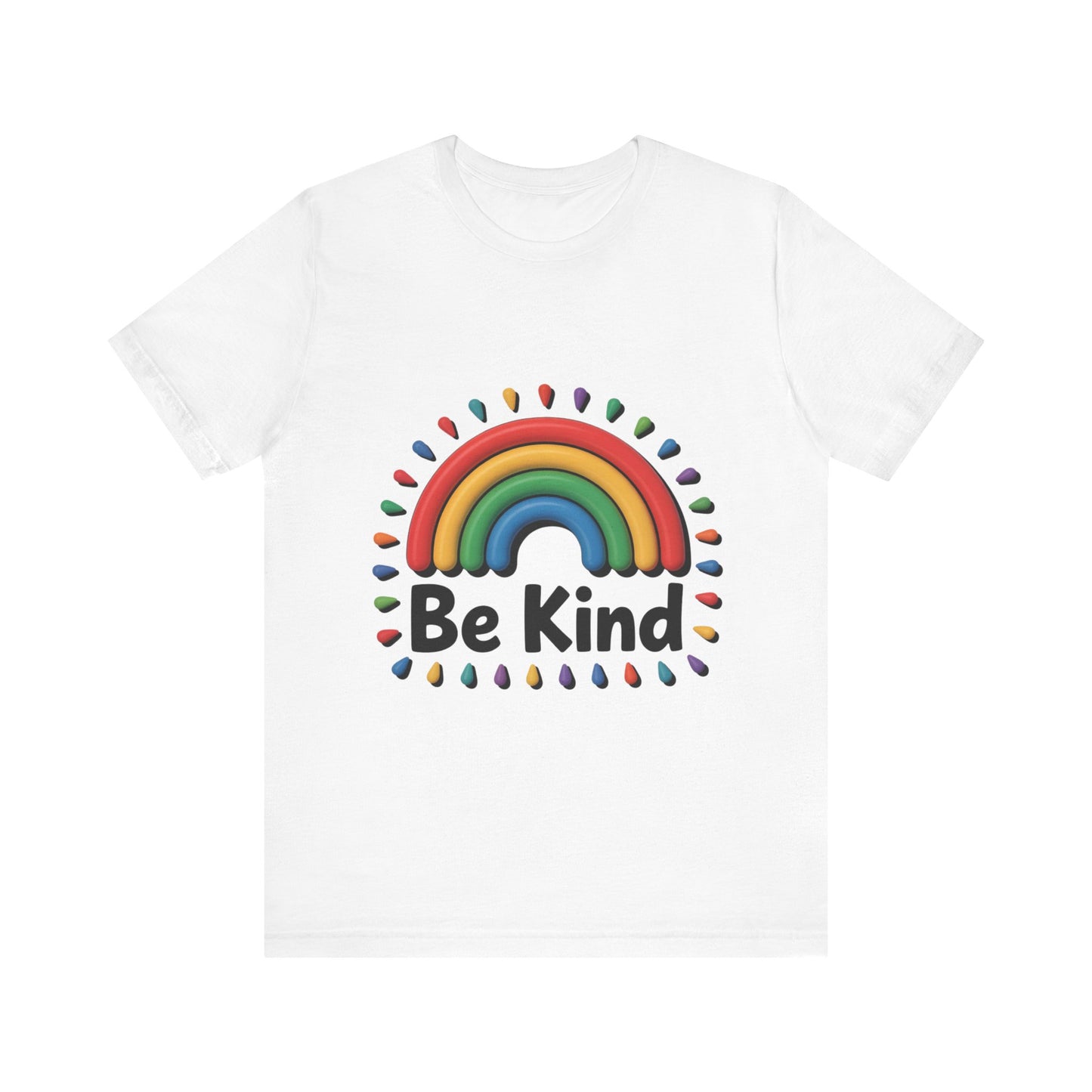 Be Kind Rainbow Tee - Unisex Jersey Short Sleeve T-Shirt, Casual Wear, Gifts for Friends, Positive Vibes, Everyday Apparel, Rainbow Shirt