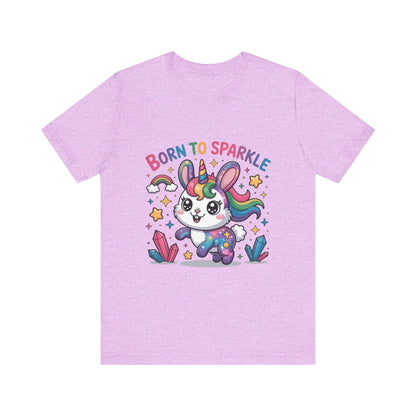 Born to Sparkle Bunny Tee, Cute Animal T-Shirt, Unisex Fun Shirt, Rainbow Graphic Tee, Kids & Adults Gift, Birthday Party Outfit