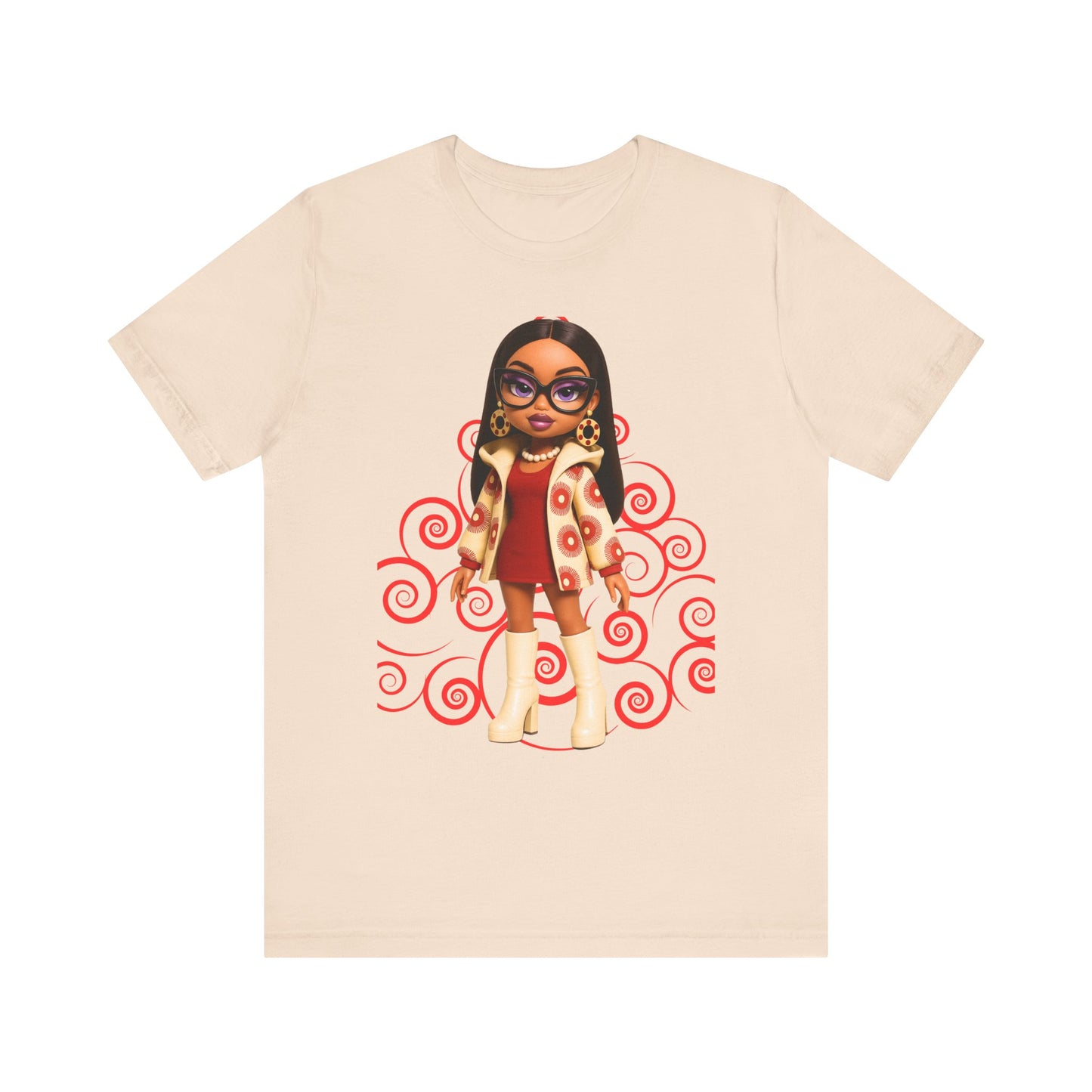Chic Cartoon Graphic Tee, Cool Casual Shirt, Trendy Gift for Her, Fun Everyday Wear, Perfect for Birthdays or Holidays