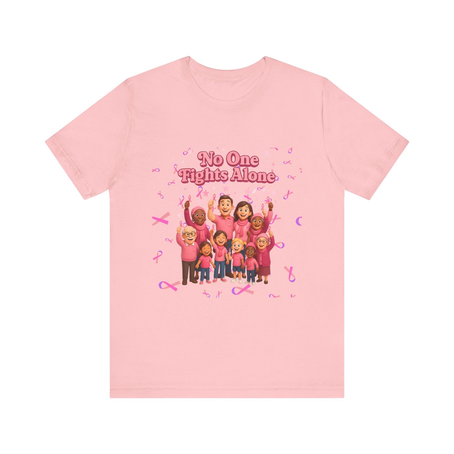 Unisex Supportive Awareness Tee - No One Fights Alone, Gift for Cancer Awareness, Inspirational T-Shirt, Fundraising Event Shirt, Pink [...]
