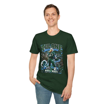 Tulane Green Wave T-Shirt – Collegiate Mascot 'Roll Wave' Fan Tee