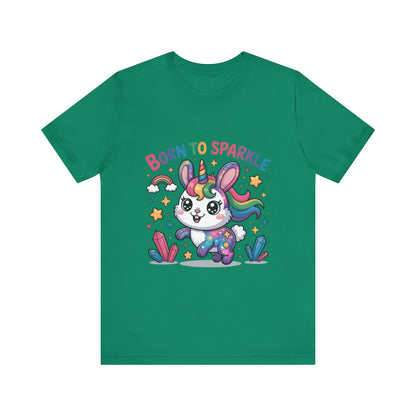 Born to Sparkle Bunny Tee, Cute Animal T-Shirt, Unisex Fun Shirt, Rainbow Graphic Tee, Kids & Adults Gift, Birthday Party Outfit