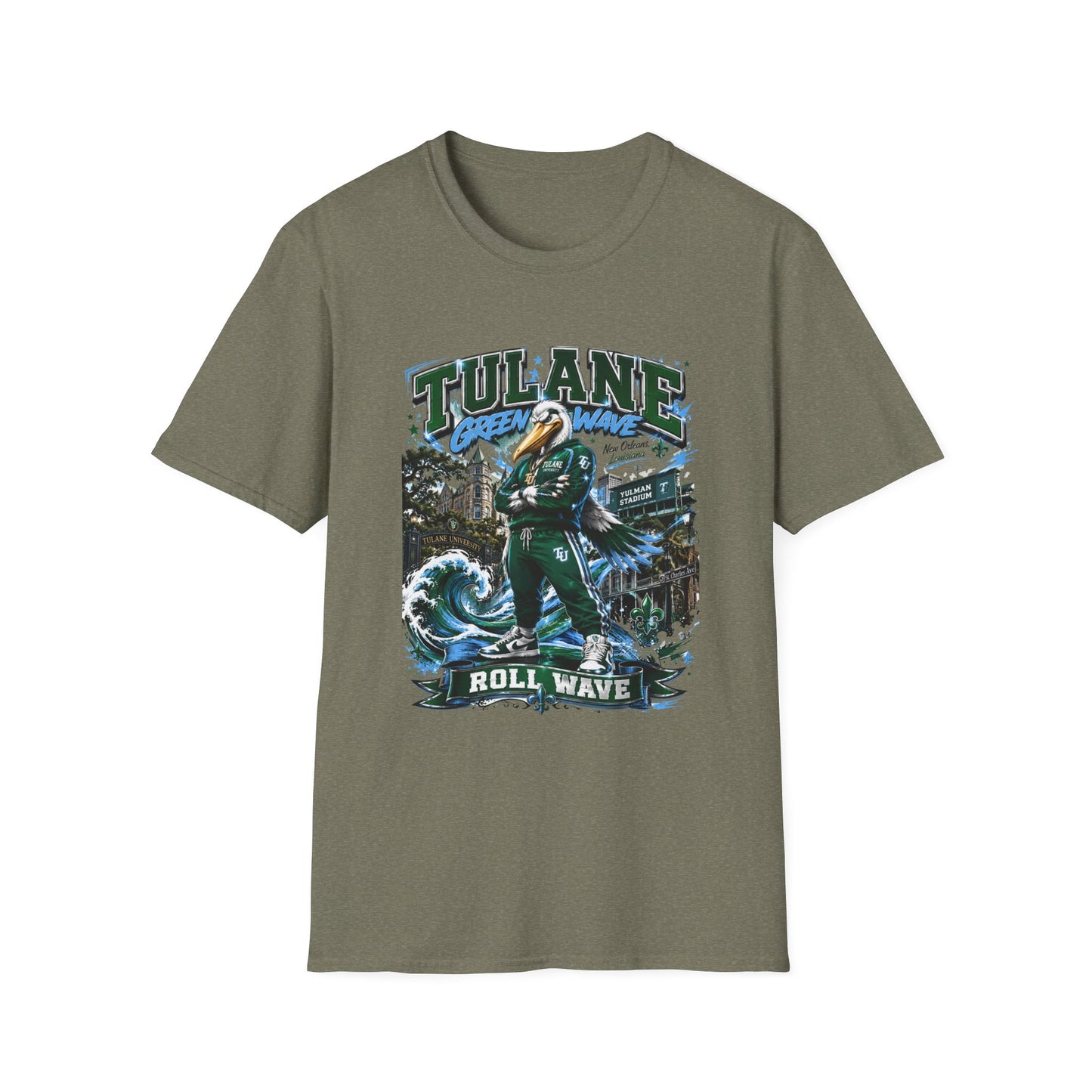 Tulane Green Wave T-Shirt – Collegiate Mascot 'Roll Wave' Fan Tee