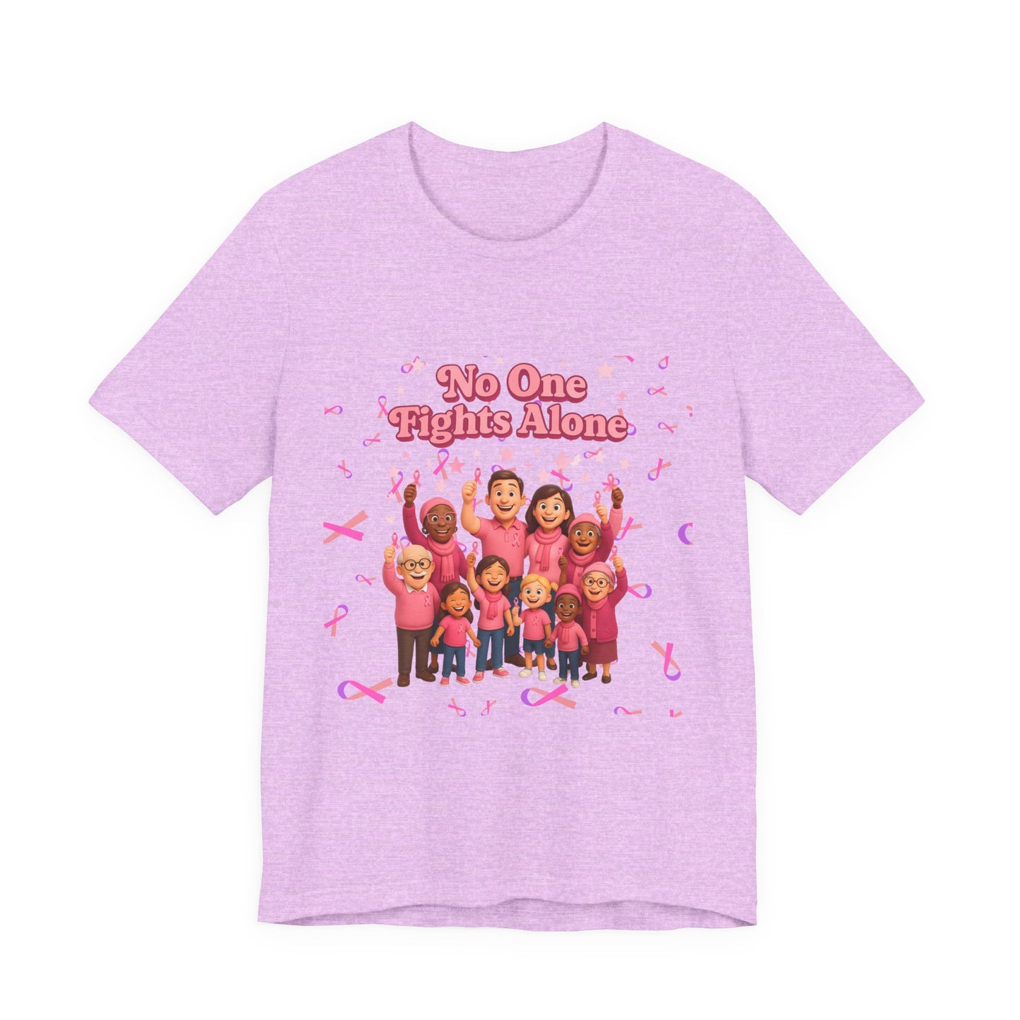 Unisex Supportive Awareness Tee - No One Fights Alone, Gift for Cancer Awareness, Inspirational T-Shirt, Fundraising Event Shirt, Pink [...]