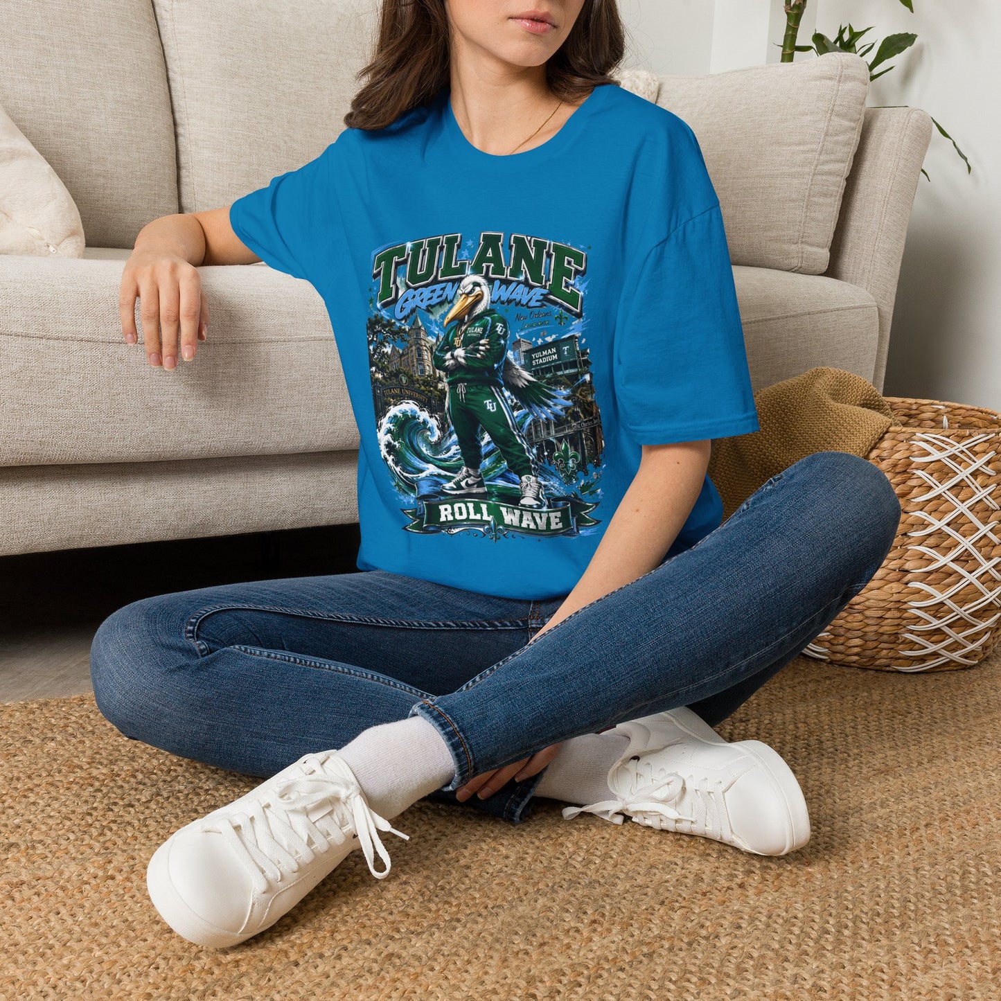 Tulane Green Wave T-Shirt – Collegiate Mascot 'Roll Wave' Fan Tee