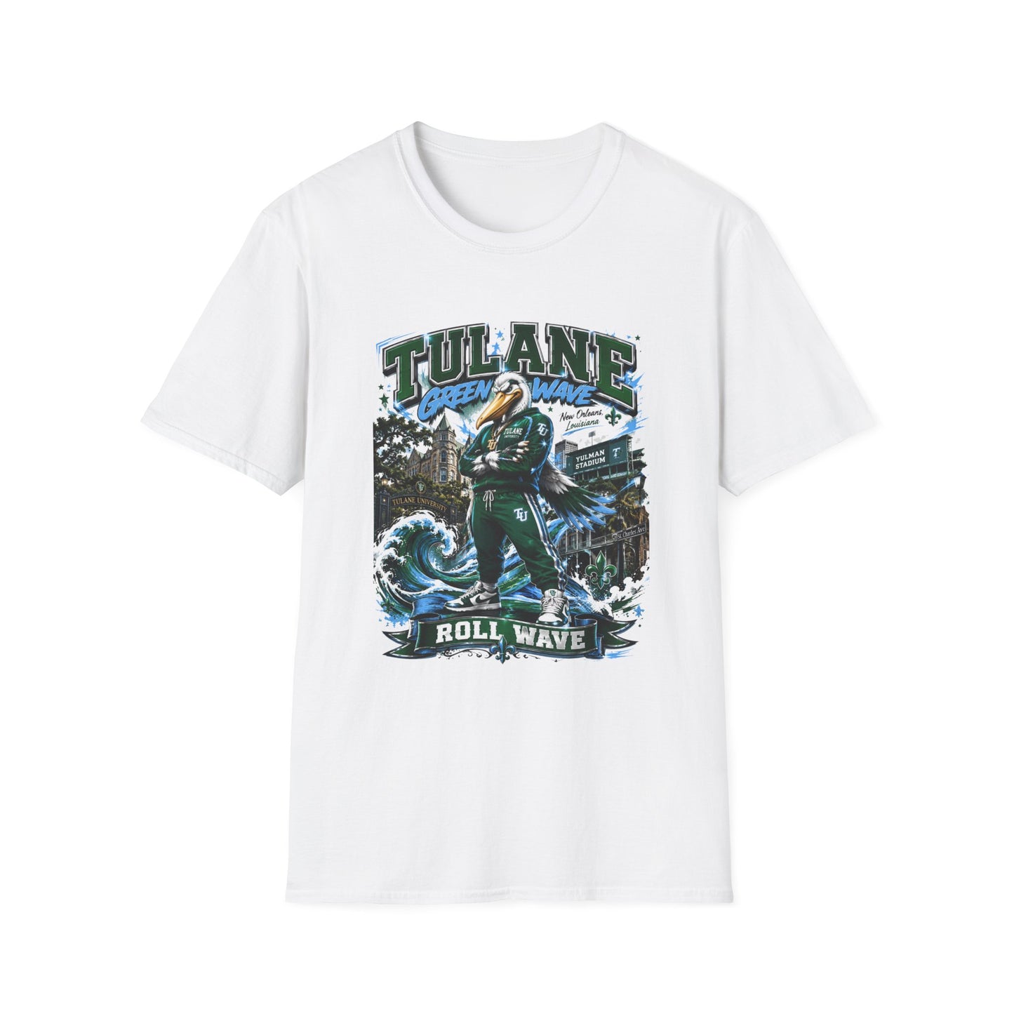 Tulane Green Wave T-Shirt – Collegiate Mascot 'Roll Wave' Fan Tee