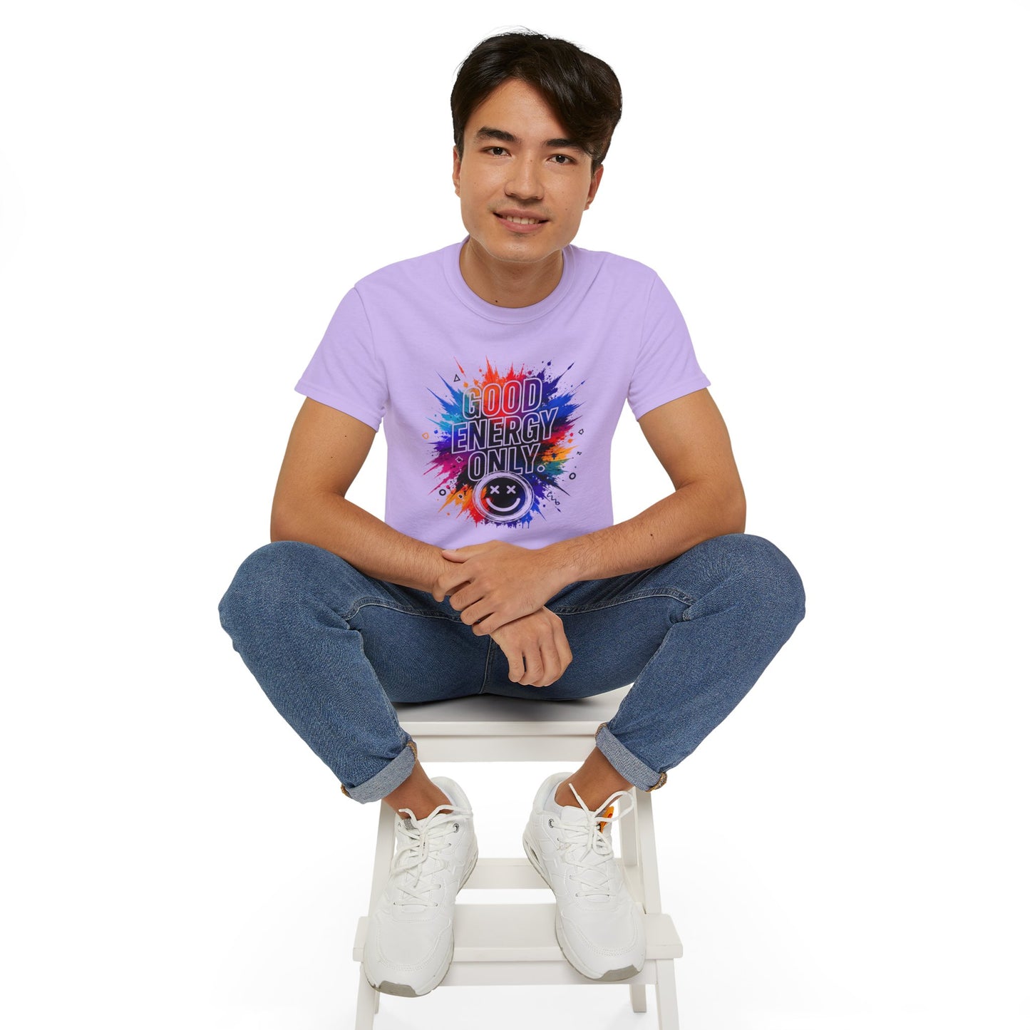 Good Energy Only T-Shirt — Colorful Splash Graphic Tee