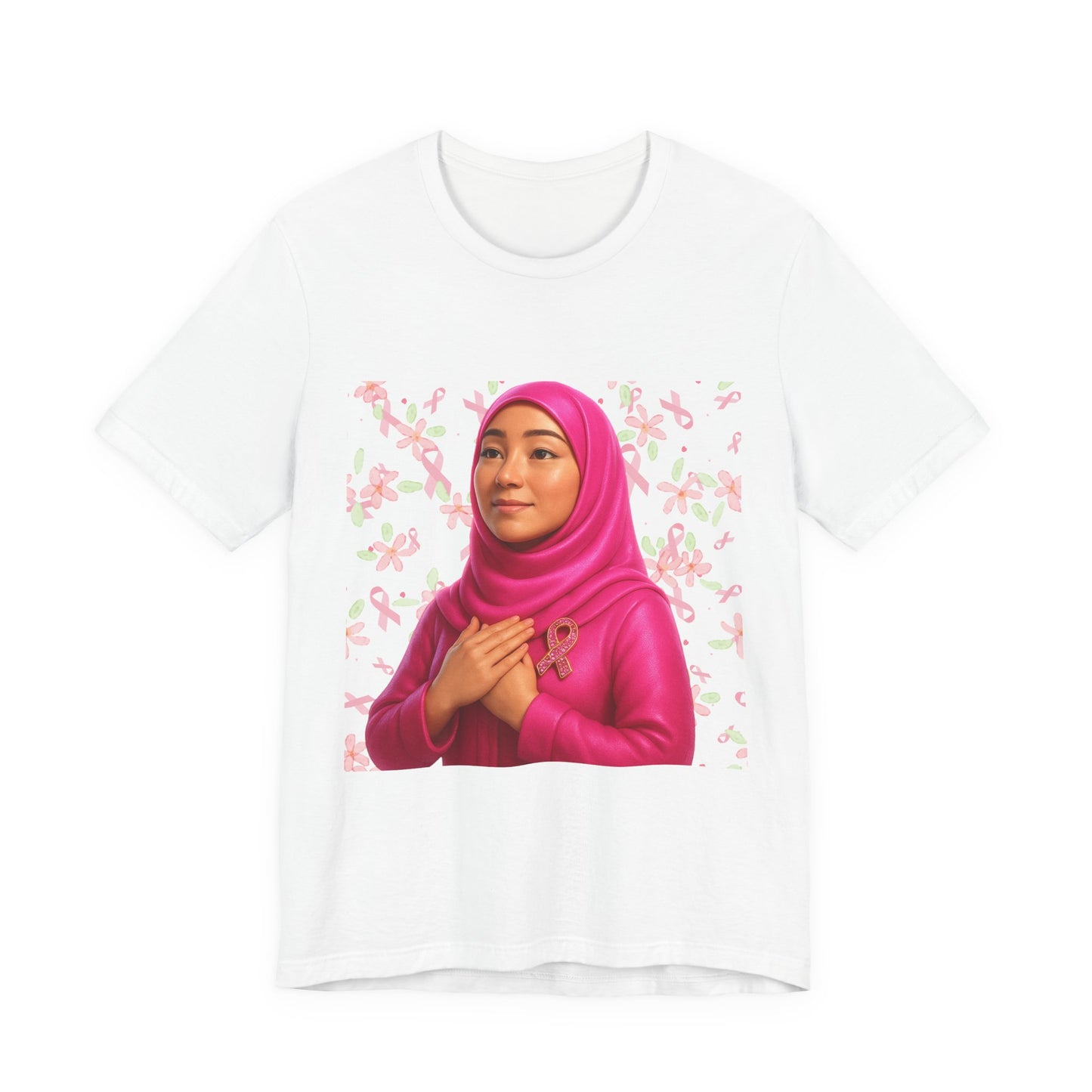 Inspirational Pink Hijab Tee, Breast Cancer Awareness Shirt, Faith & Hope Unisex T-Shirt, Modest Fashion Top, Gift for Her