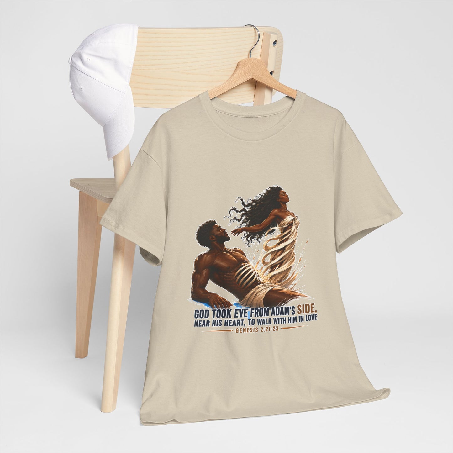 Christian Faith T-Shirt – 'God Took Eve From Adam's Side' Biblical Couple Tee