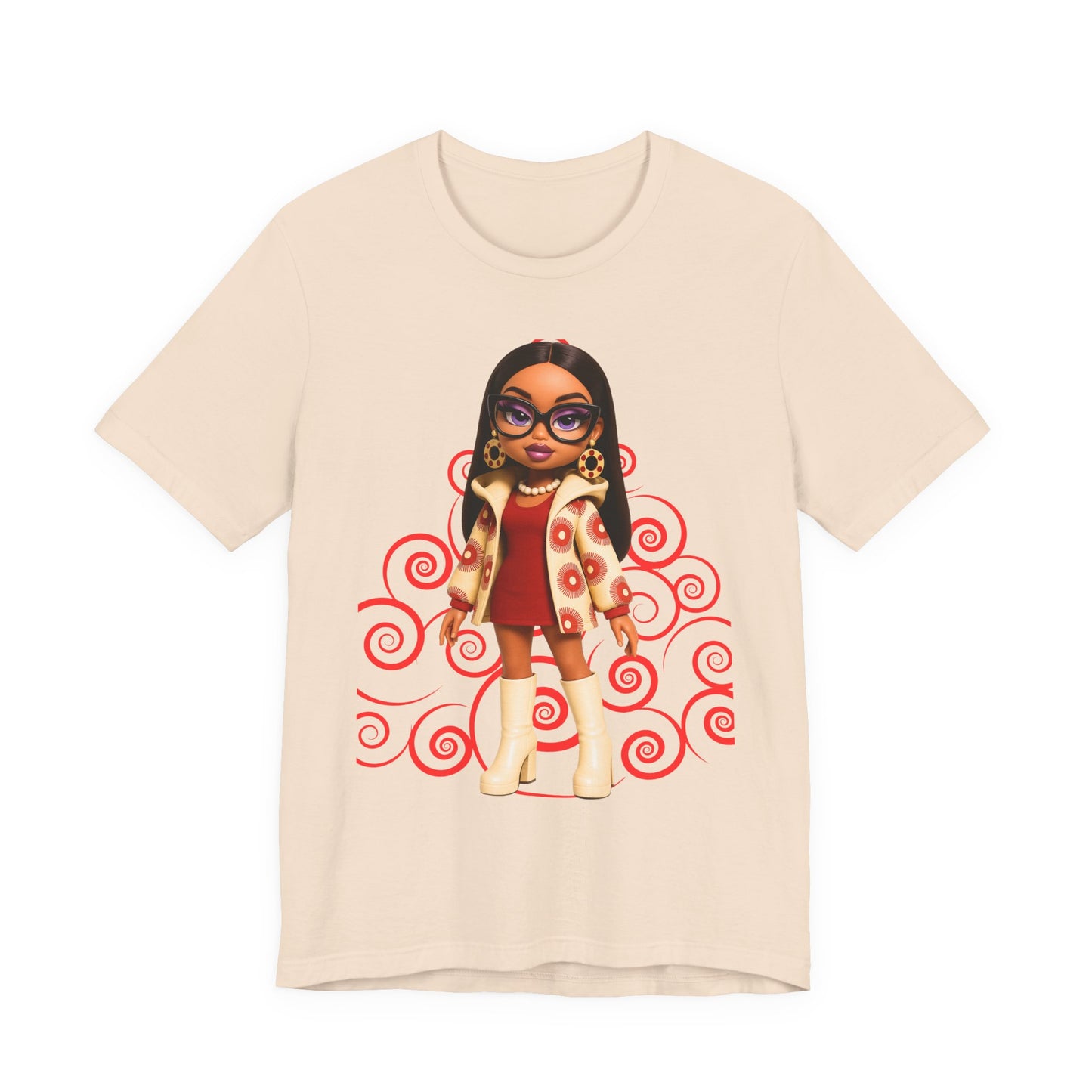 Chic Cartoon Graphic Tee, Cool Casual Shirt, Trendy Gift for Her, Fun Everyday Wear, Perfect for Birthdays or Holidays