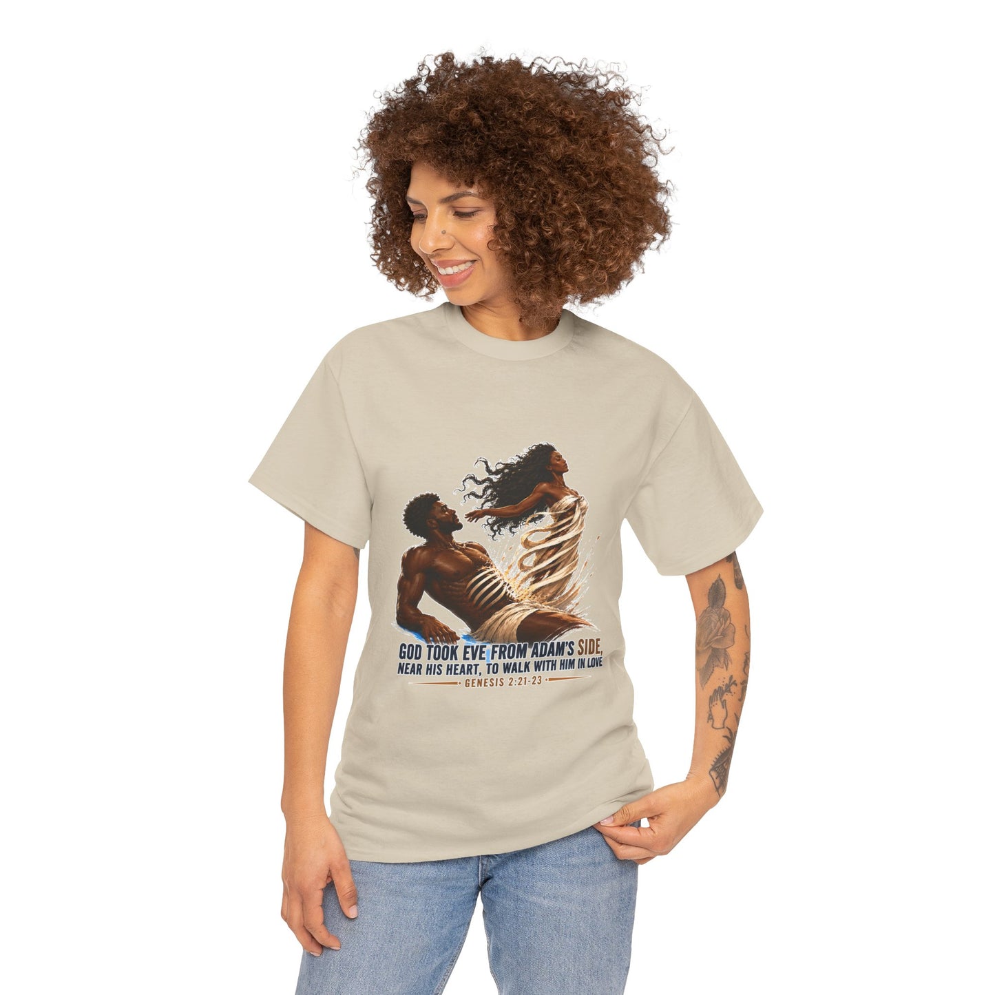 Christian Faith T-Shirt – 'God Took Eve From Adam's Side' Biblical Couple Tee