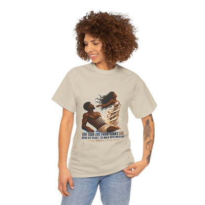 Christian Faith T-Shirt – 'God Took Eve From Adam's Side' Biblical Couple Tee