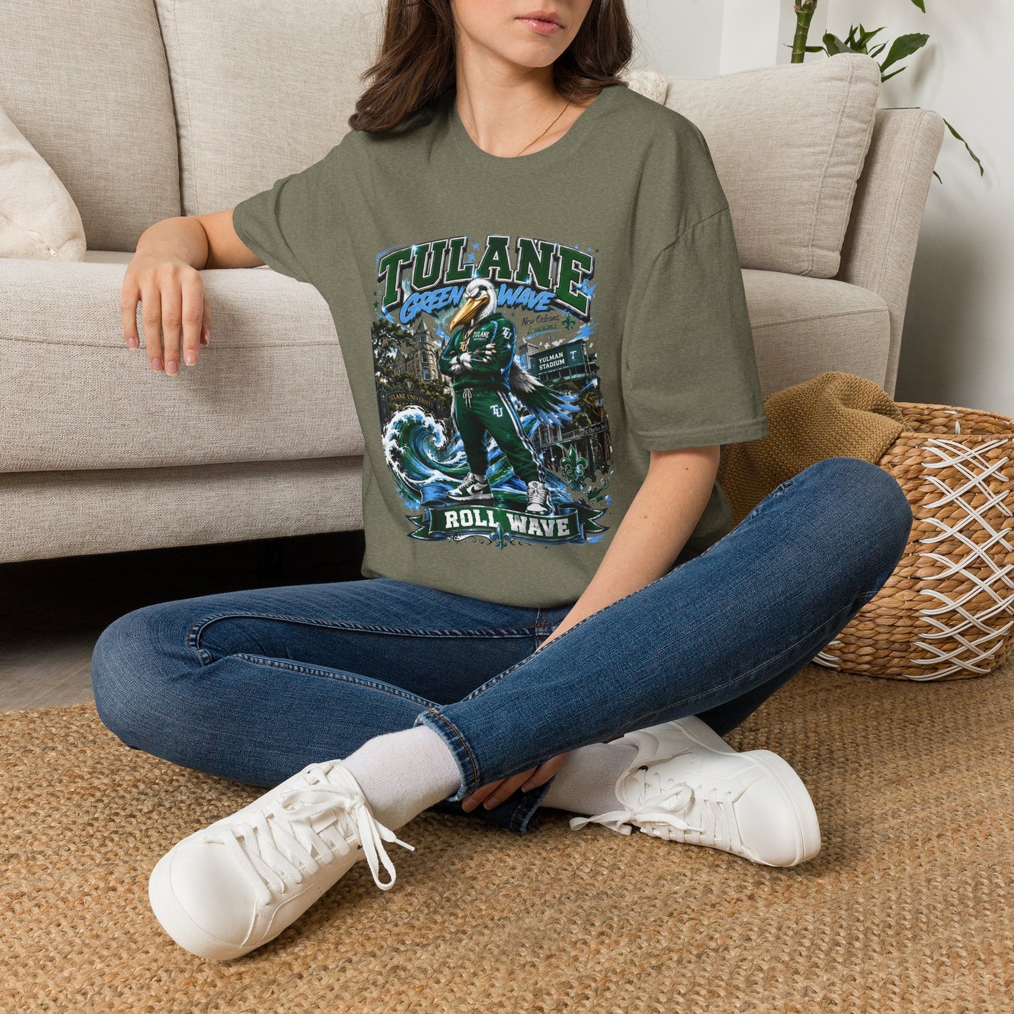 Tulane Green Wave T-Shirt – Collegiate Mascot 'Roll Wave' Fan Tee