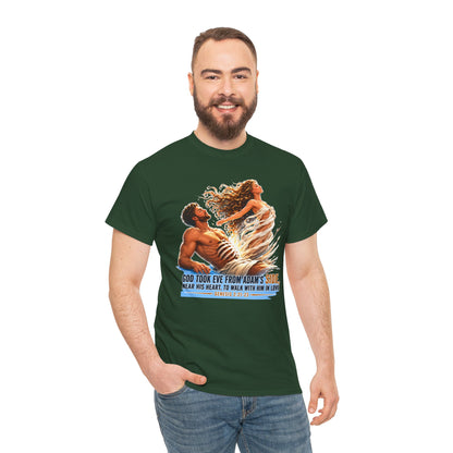 Biblical Adam & Eve Graphic Tee — "God Took Eve From Adam’s Side" Inspirational Christian T-Shirt
