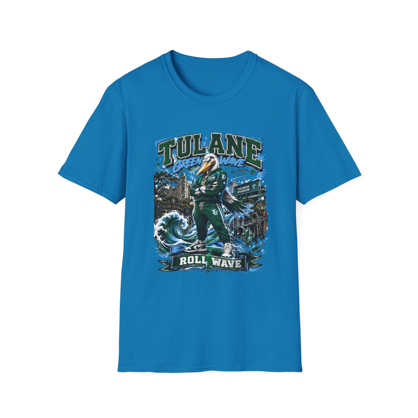 Tulane Green Wave T-Shirt – Collegiate Mascot 'Roll Wave' Fan Tee