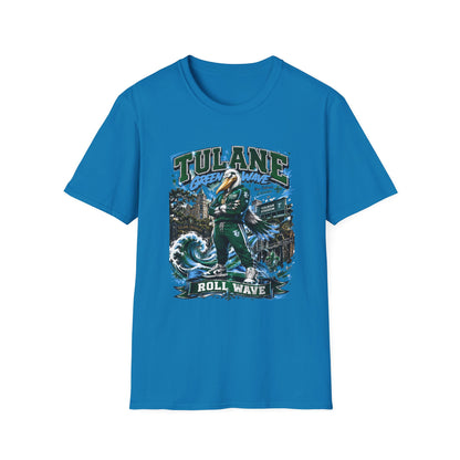 Tulane Green Wave T-Shirt – Collegiate Mascot 'Roll Wave' Fan Tee