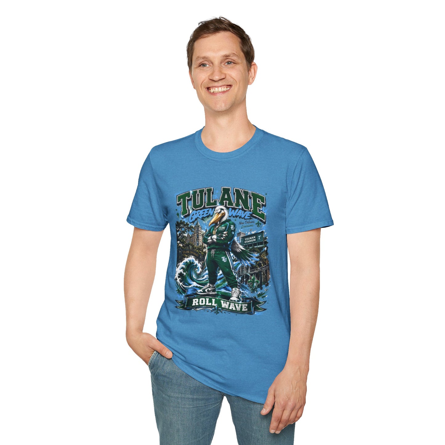 Tulane Green Wave T-Shirt – Collegiate Mascot 'Roll Wave' Fan Tee