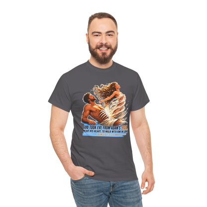 Biblical Adam & Eve Graphic Tee — "God Took Eve From Adam’s Side" Inspirational Christian T-Shirt