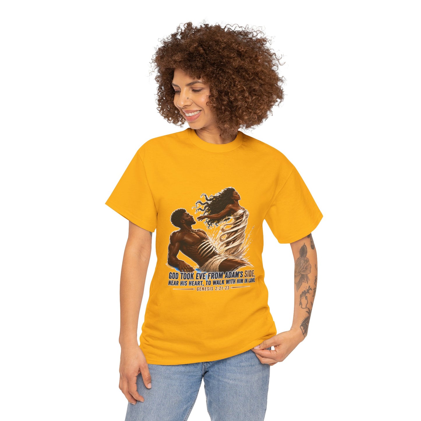Christian Faith T-Shirt – 'God Took Eve From Adam's Side' Biblical Couple Tee