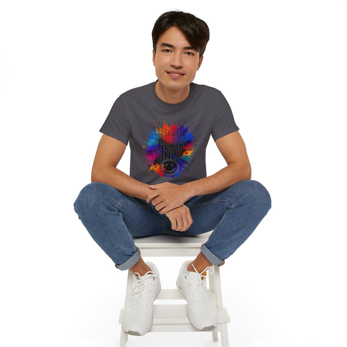 Good Energy Only T-Shirt — Colorful Splash Graphic Tee