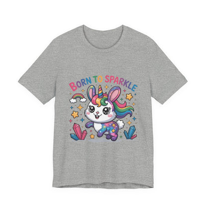 Born to Sparkle Bunny Tee, Cute Animal T-Shirt, Unisex Fun Shirt, Rainbow Graphic Tee, Kids & Adults Gift, Birthday Party Outfit