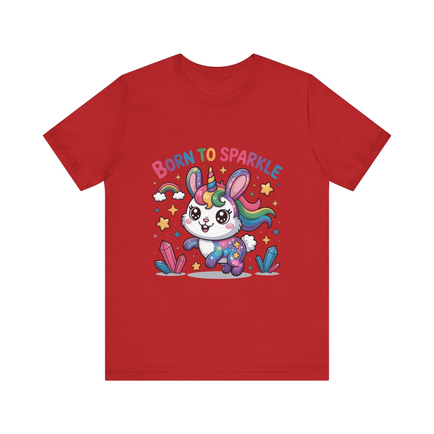 Born to Sparkle Bunny Tee, Cute Animal T-Shirt, Unisex Fun Shirt, Rainbow Graphic Tee, Kids & Adults Gift, Birthday Party Outfit